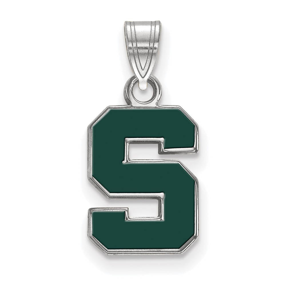 Sterling Silver Michigan State Small Enamel Pendant, Item P19740 by The Black Bow Jewelry Co.