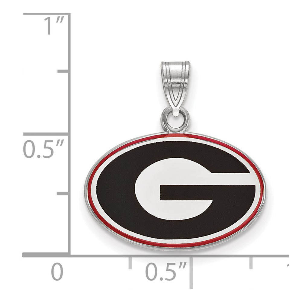 Alternate view of the Sterling Silver U. of Georgia Small Enamel Pendant by The Black Bow Jewelry Co.