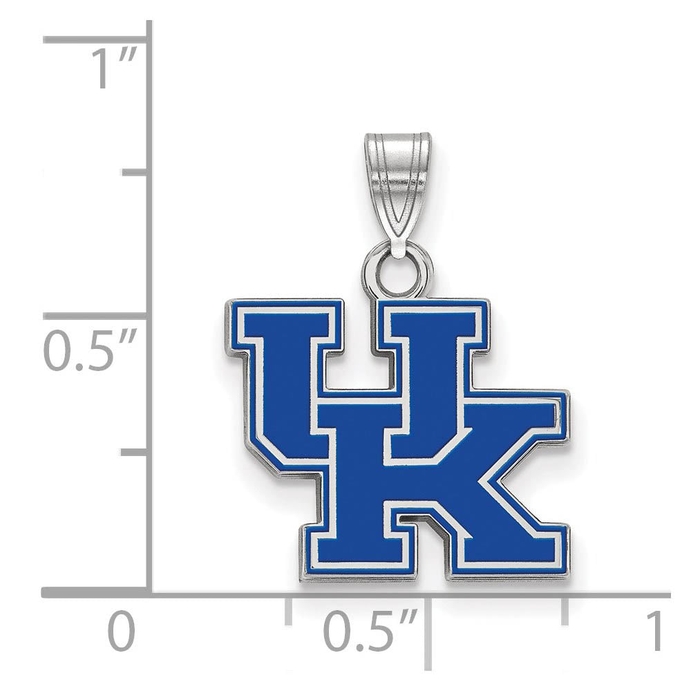Alternate view of the Sterling Silver U. of Kentucky Small Enamel Pendant by The Black Bow Jewelry Co.