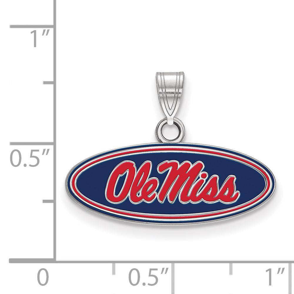 Alternate view of the Sterling Silver U. of Mississippi Small Enamel 'Ole Miss' Pendant by The Black Bow Jewelry Co.