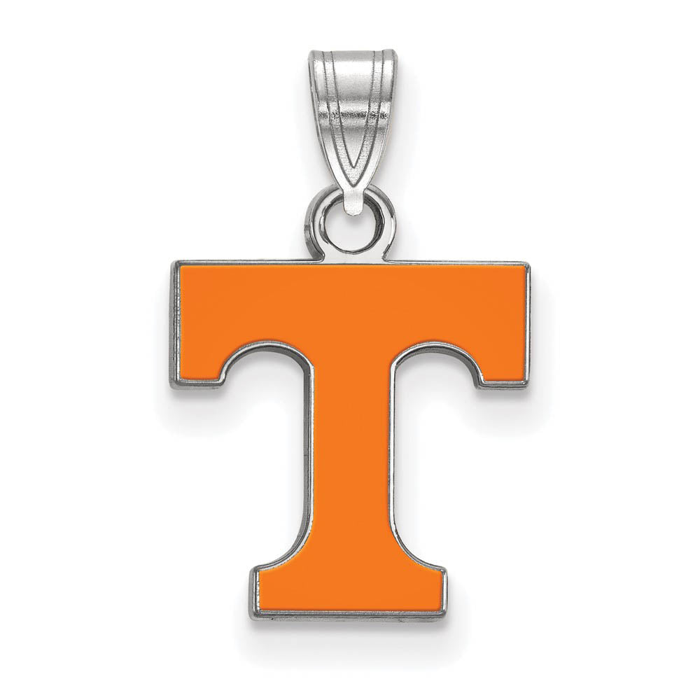 Sterling Silver U. of Tennessee Small Enamel 'T' Pendant, Item P19748 by The Black Bow Jewelry Co.