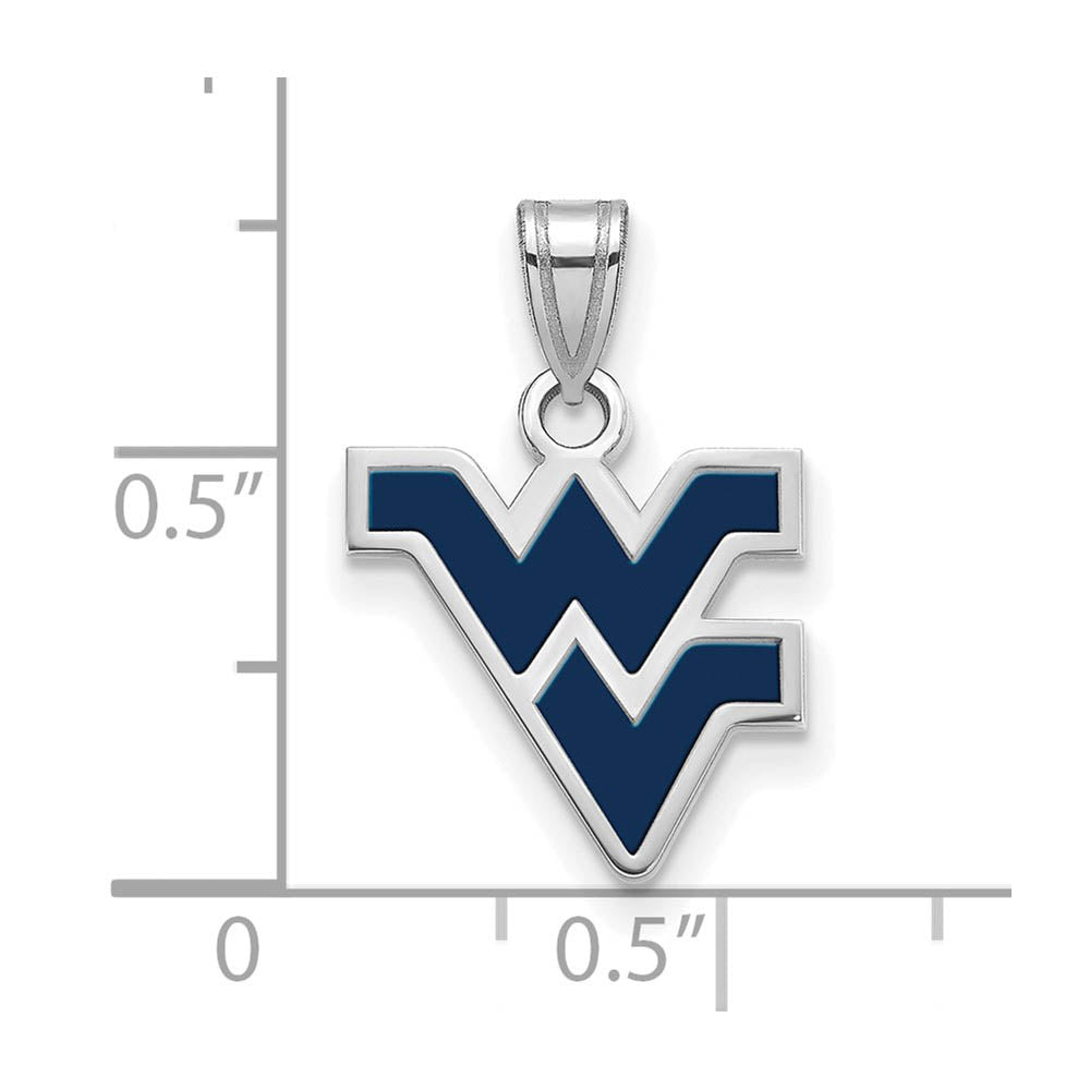 Alternate view of the Sterling Silver West Virginia U. Small Enamel Logo Pendant by The Black Bow Jewelry Co.