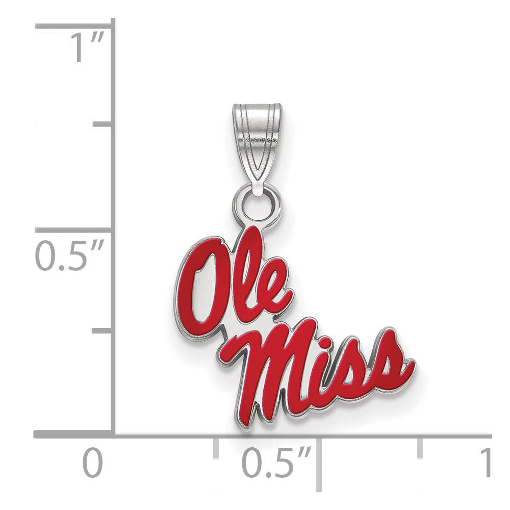 Alternate view of the Sterling Silver U. of Mississippi Small Enamel Pendant by The Black Bow Jewelry Co.