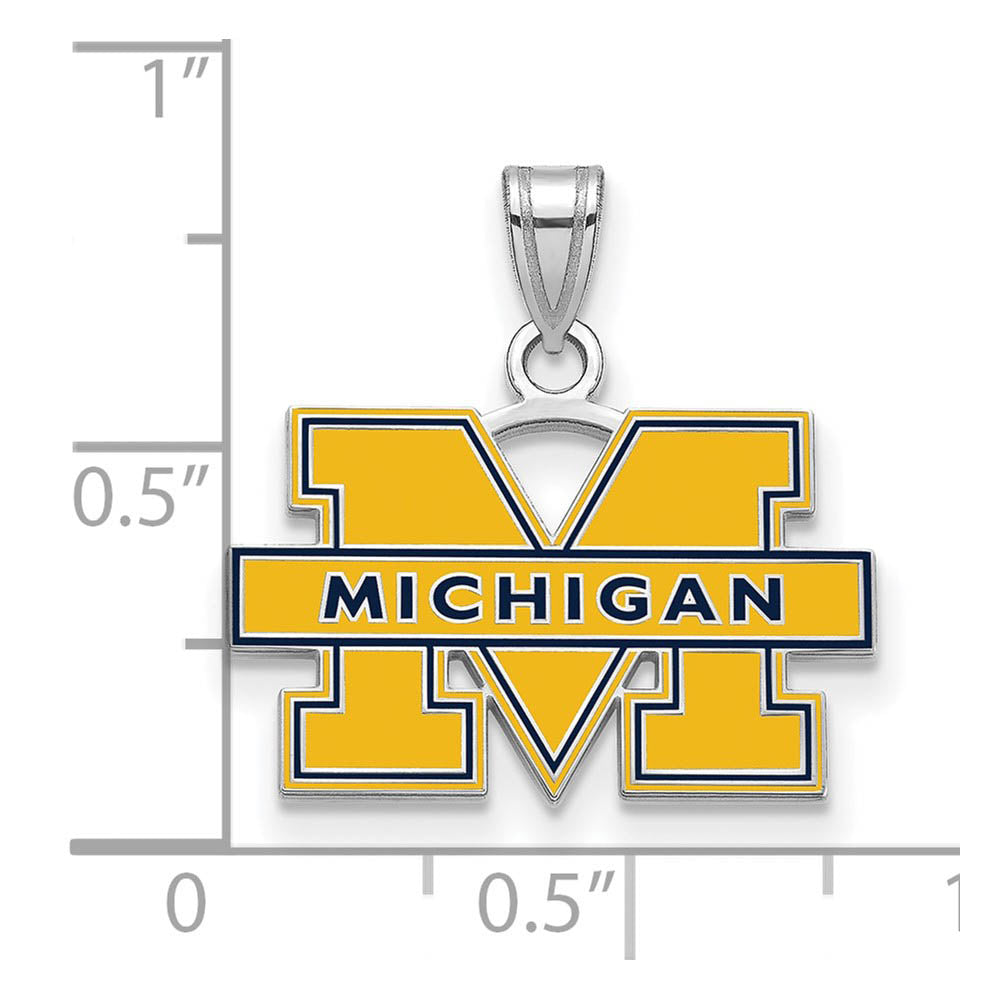 Alternate view of the Sterling Silver U. of Michigan Small 'M' Enamel Pendant by The Black Bow Jewelry Co.