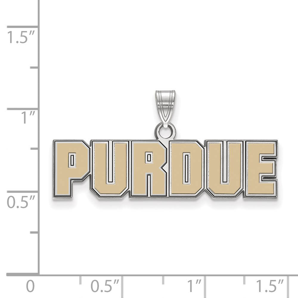 Alternate view of the Sterling Silver Purdue Small Enamel Script Pendant by The Black Bow Jewelry Co.