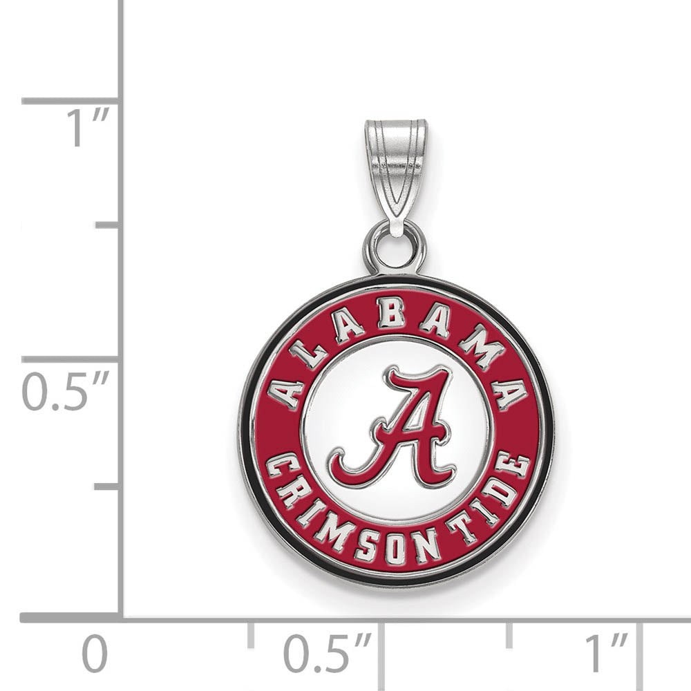 Alternate view of the Sterling Silver U. of Alabama Small Enamel Disc Pendant by The Black Bow Jewelry Co.