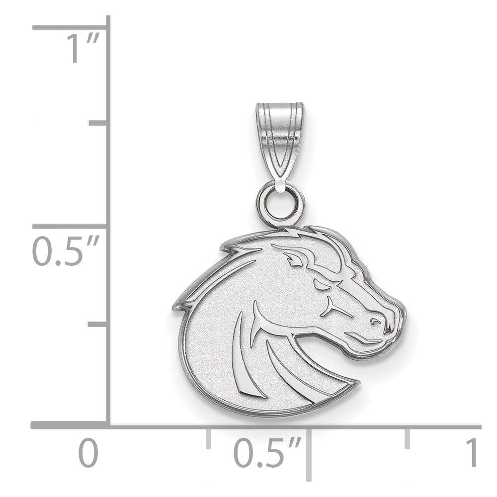 Alternate view of the 10k White Gold Boise State Small Mascot Pendant by The Black Bow Jewelry Co.