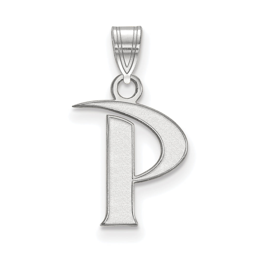 10k White Gold Pepperdine U. Small Initial P Pendant, Item P19795 by The Black Bow Jewelry Co.