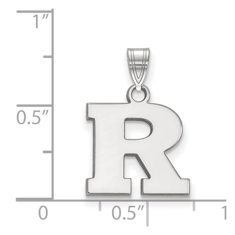 Alternate view of the 10k White Gold Rutgers Small Initial R Pendant by The Black Bow Jewelry Co.