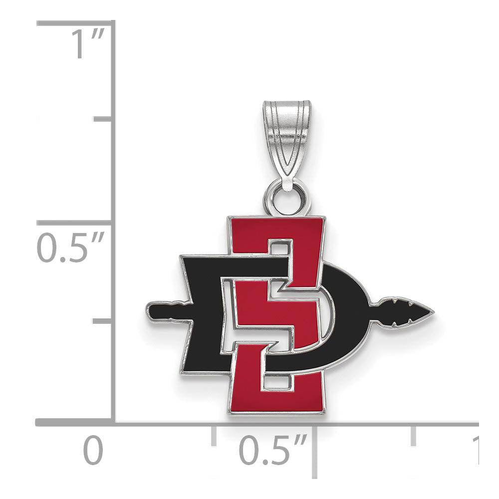Alternate view of the 10k White Gold San Diego State Small Pendant by The Black Bow Jewelry Co.