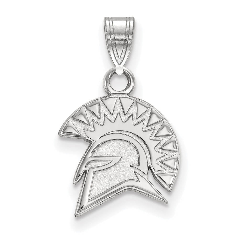 10k White Gold San Jose State Small Mascot Pendant, Item P19802 by The Black Bow Jewelry Co.