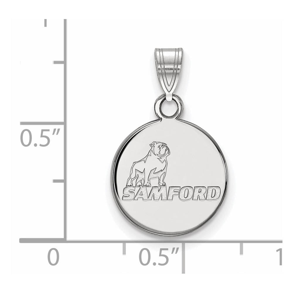 Alternate view of the 10k White Gold Samford U. Small Mascot Logo Pendant by The Black Bow Jewelry Co.