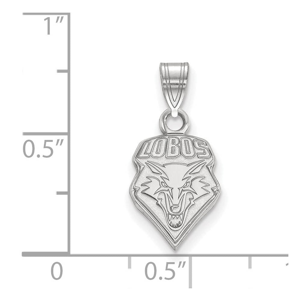 Alternate view of the 10k White Gold U. of New Mexico Small Logo Pendant by The Black Bow Jewelry Co.