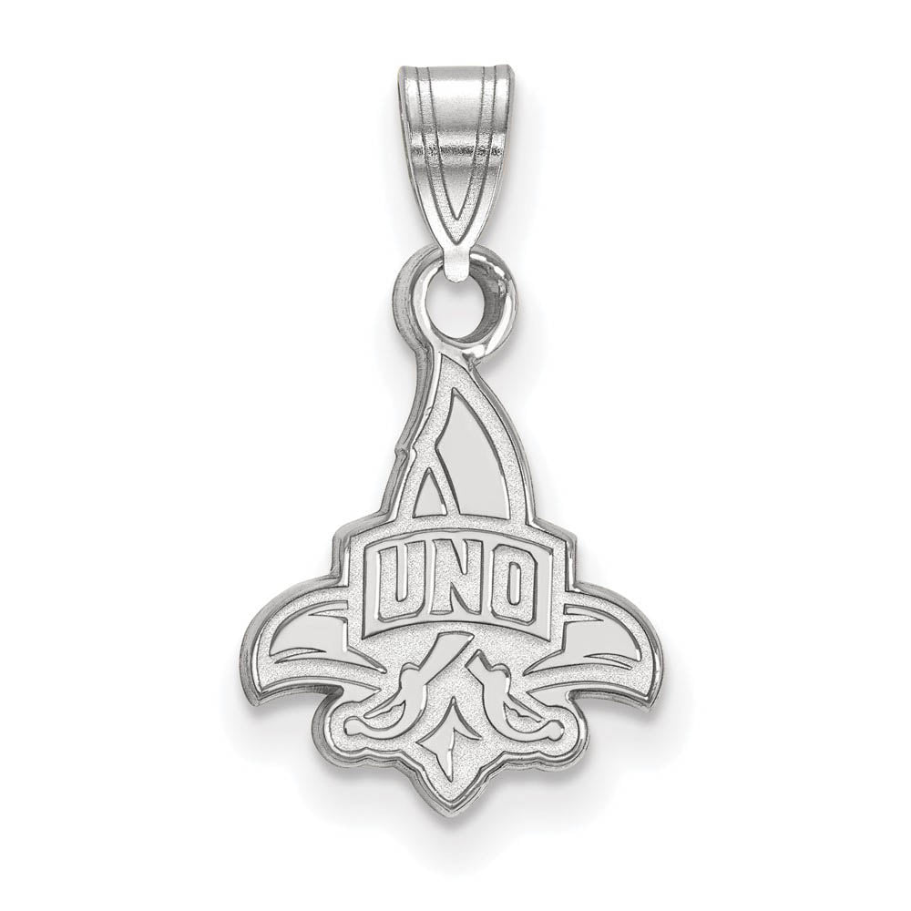 10k White Gold U. of New Orleans Small Pendant, Item P19816 by The Black Bow Jewelry Co.