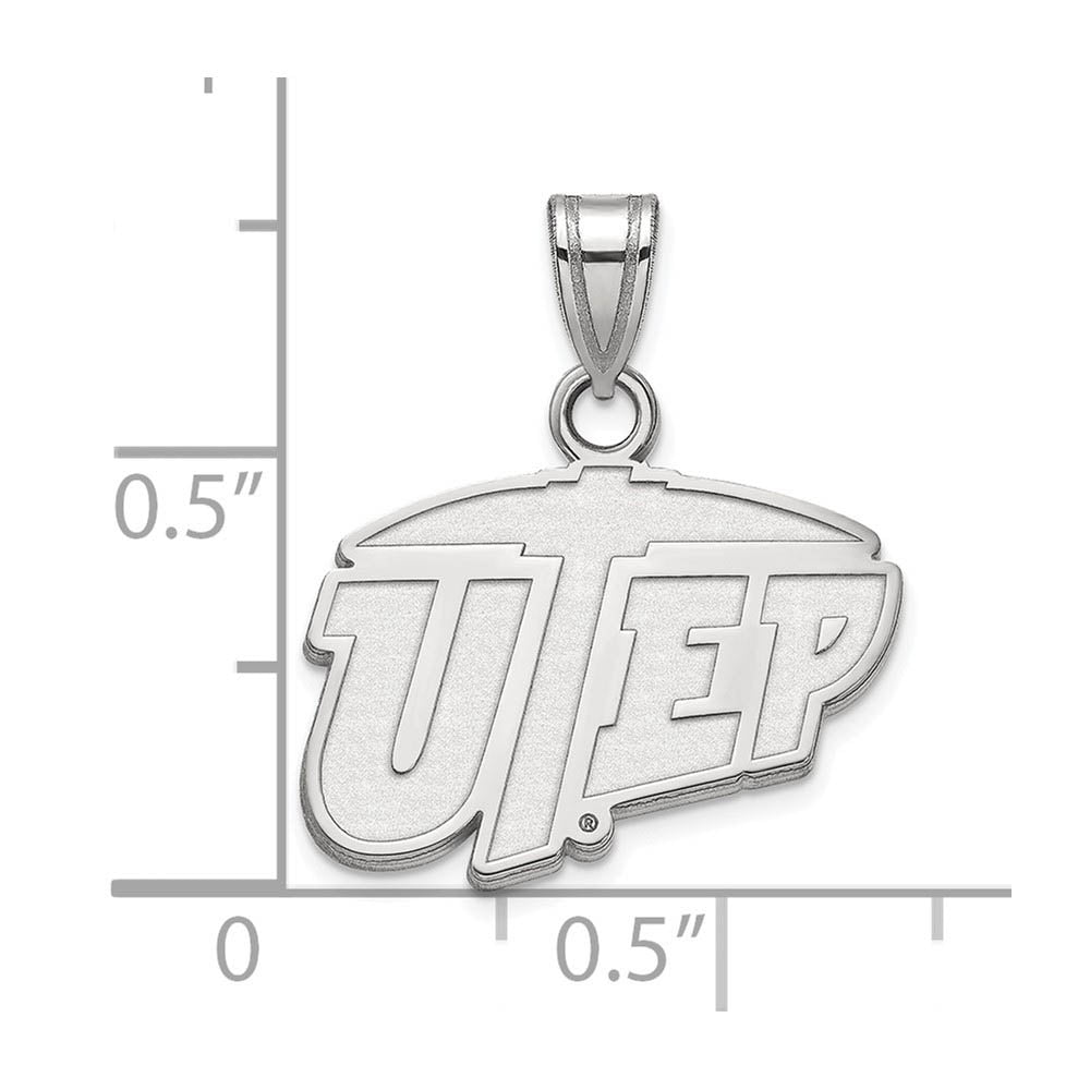Alternate view of the 10k White Gold U. of Texas at El Paso Small Logo Pendant by The Black Bow Jewelry Co.