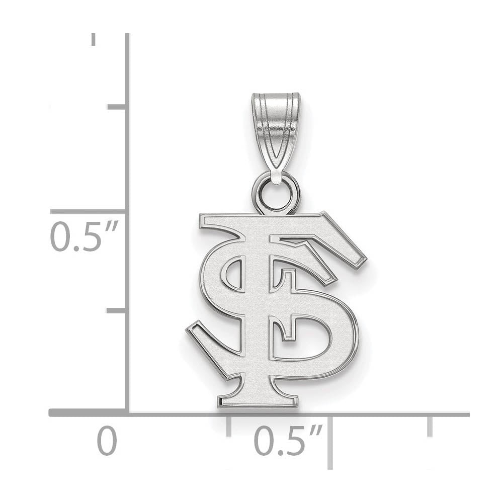 Alternate view of the 10k White Gold Florida State Small 'FS' Pendant by The Black Bow Jewelry Co.