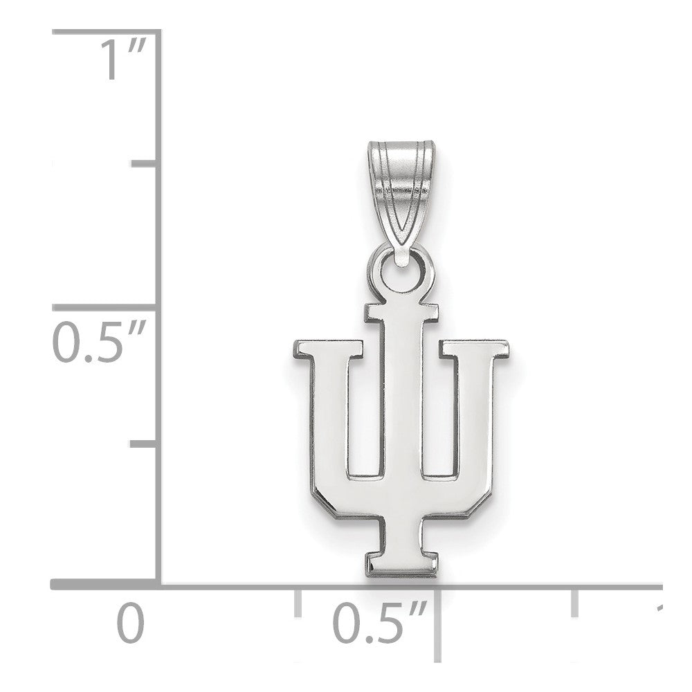 Alternate view of the 10k White Gold Indiana U Small &#39;IU&#39; Pendant by The Black Bow Jewelry Co.