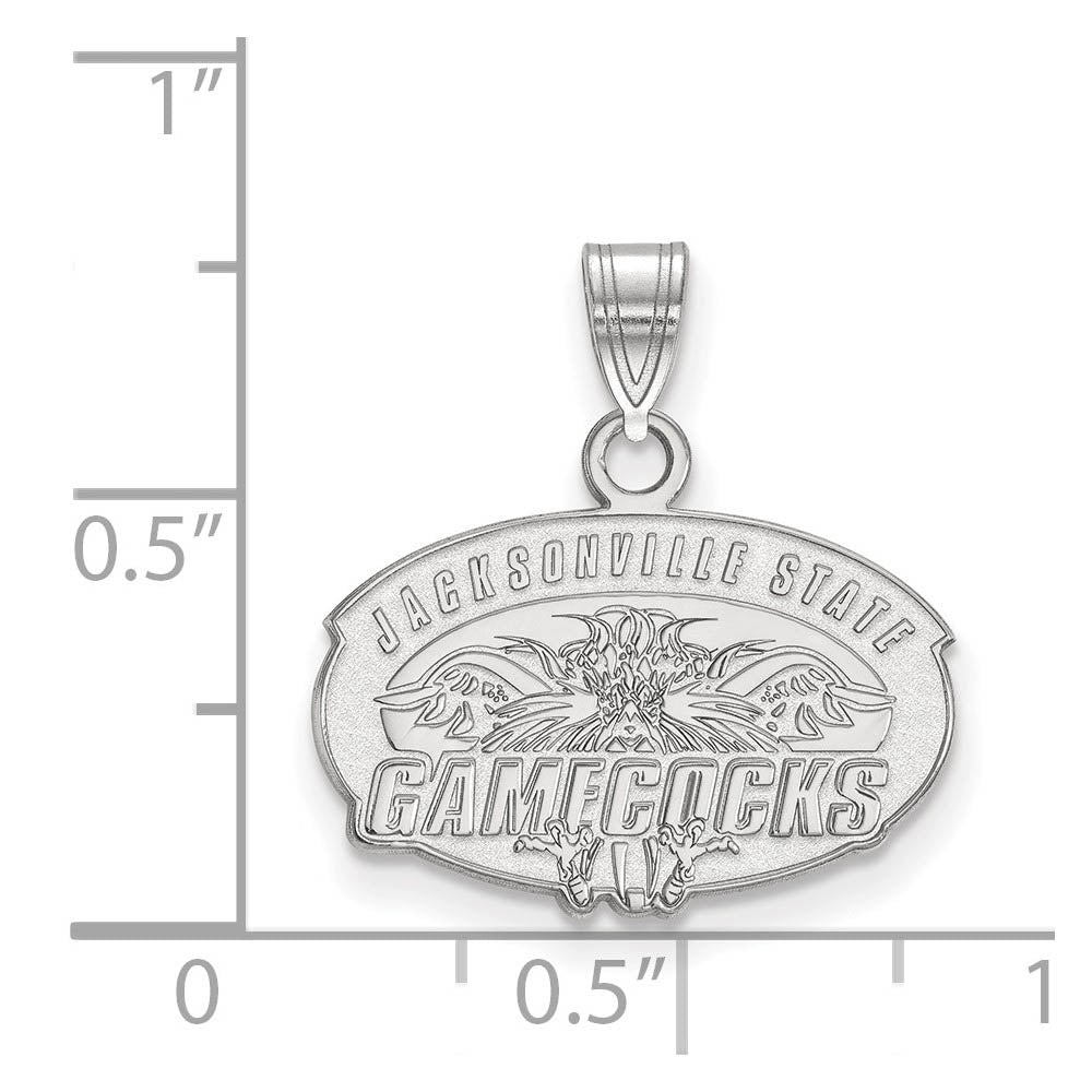 Alternate view of the 10k White Gold Jacksonville State Small Pendant by The Black Bow Jewelry Co.