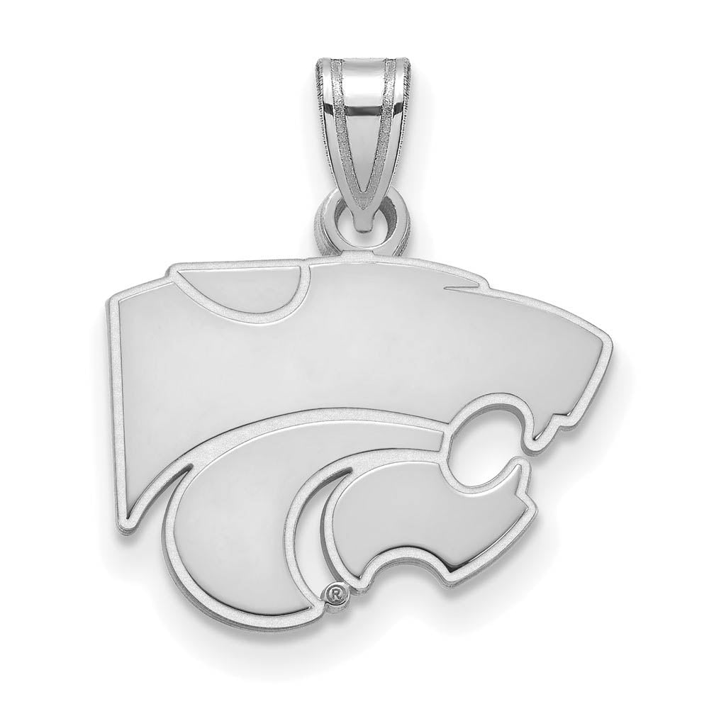 10k White Gold Kansas State Small Mascot Pendant, Item P19852 by The Black Bow Jewelry Co.