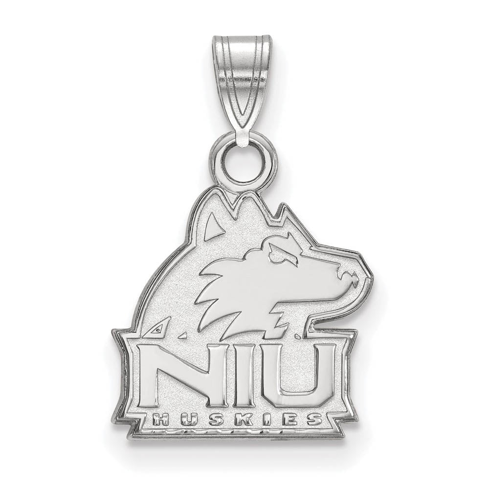 10k White Gold Northern Illinois U. Small Logo Mascot Logo Pendant, Item P19857 by The Black Bow Jewelry Co.