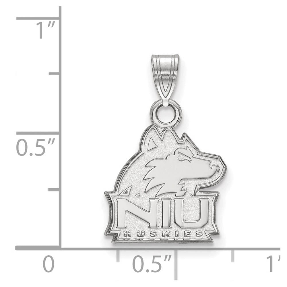 Alternate view of the 10k White Gold Northern Illinois U. Small Logo Mascot Logo Pendant by The Black Bow Jewelry Co.