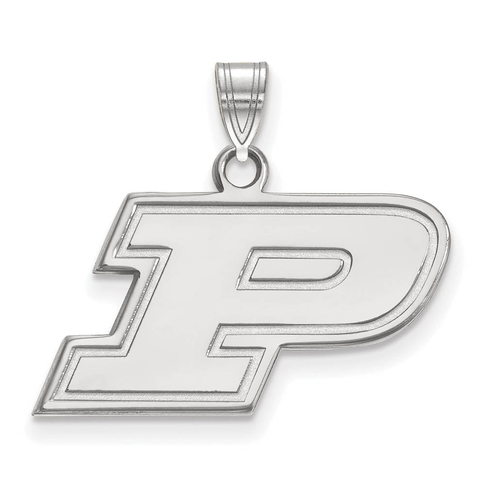10k White Gold Purdue Small Initial P Pendant, Item P19859 by The Black Bow Jewelry Co.