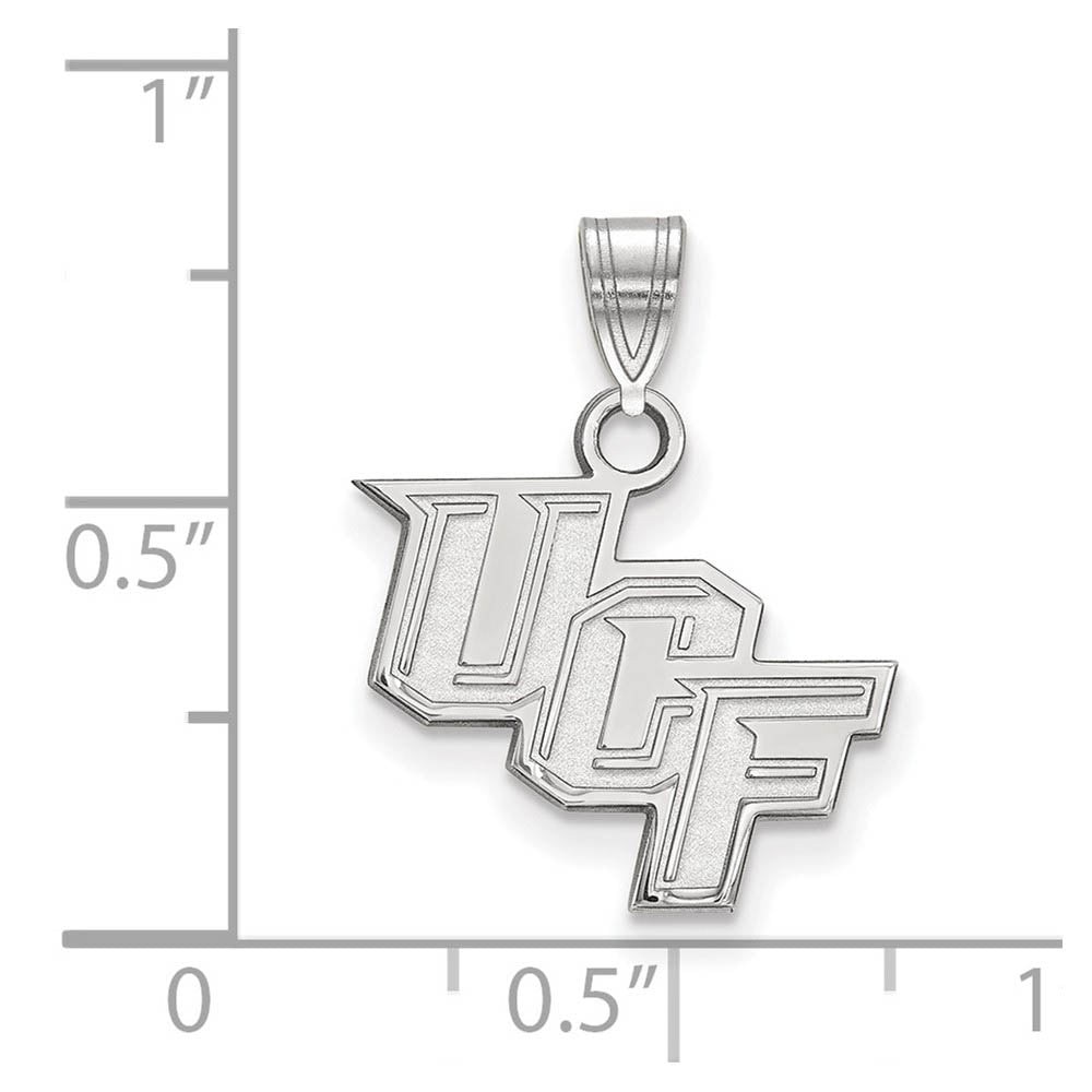 Alternate view of the 10k White Gold Central Florida Small 'UCF' Pendant by The Black Bow Jewelry Co.