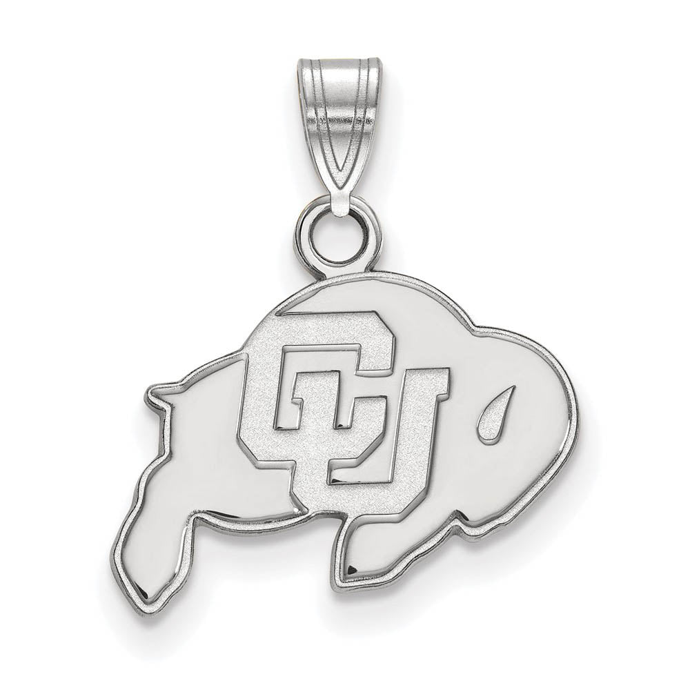 10k White Gold U of Colorado Small 'CU' Mascot Pendant, Item P19867 by The Black Bow Jewelry Co.
