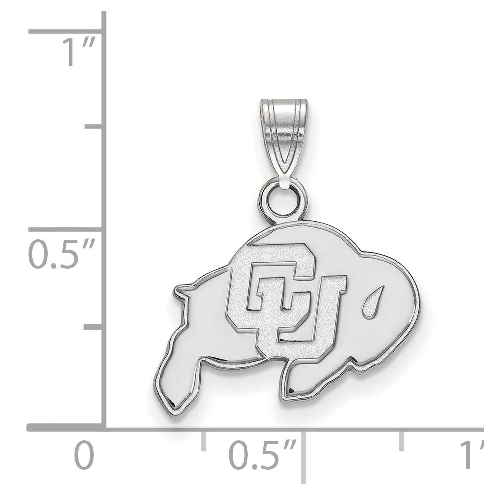 Alternate view of the 10k White Gold U of Colorado Small 'CU' Mascot Pendant by The Black Bow Jewelry Co.