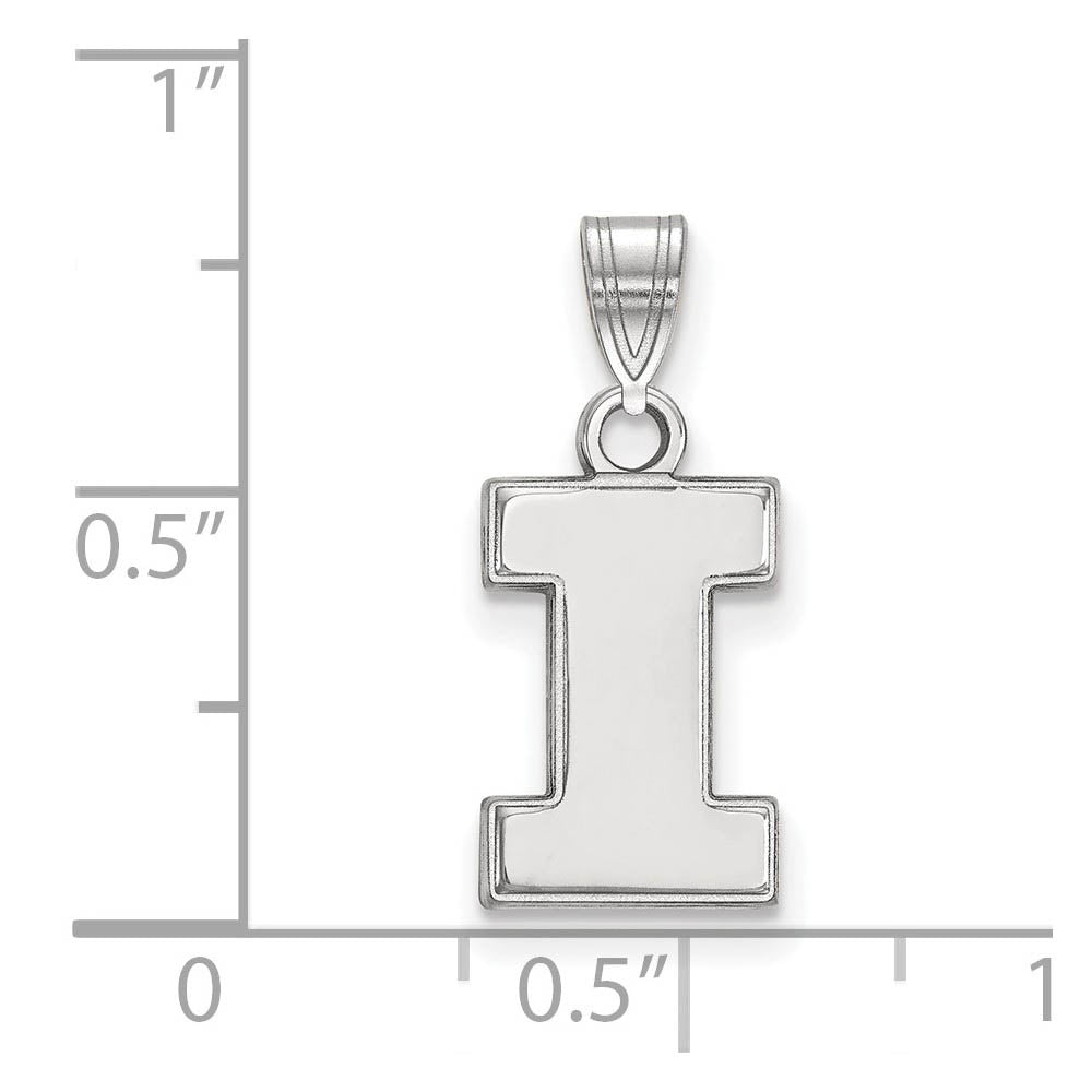 Alternate view of the 10k White Gold U. of Illinois Small Initial I Pendant by The Black Bow Jewelry Co.