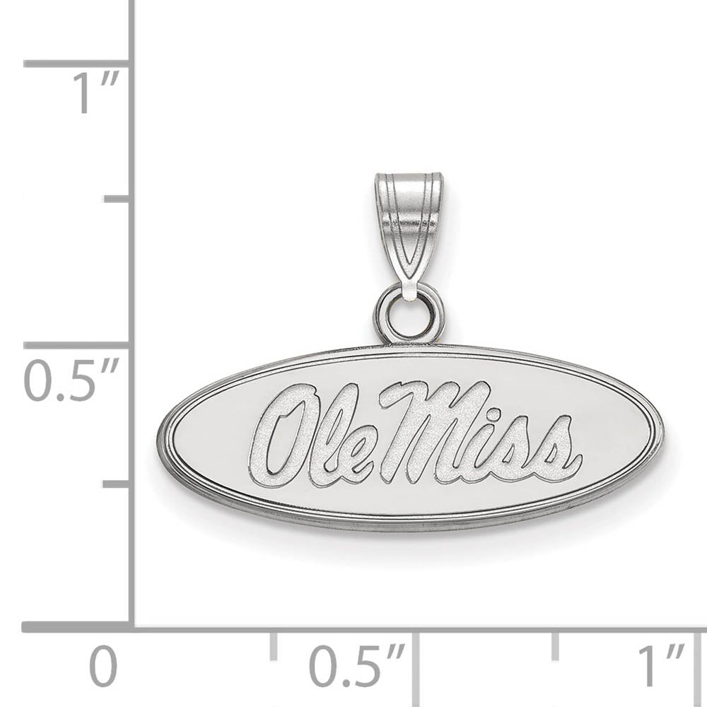 Alternate view of the 10k White Gold U. of Mississippi Small Oval 'Ole Miss' Pendant by The Black Bow Jewelry Co.