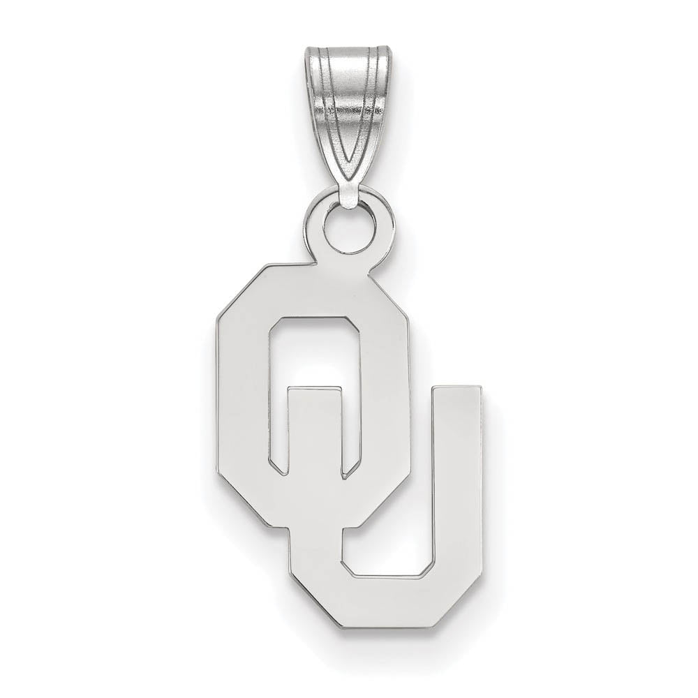 10k White Gold U. of Oklahoma Small Pendant, Item P19884 by The Black Bow Jewelry Co.