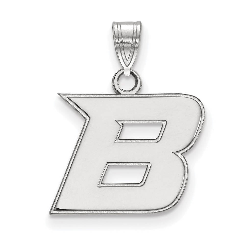 10k White Gold Boise State Small Initial B Pendant, Item P19891 by The Black Bow Jewelry Co.
