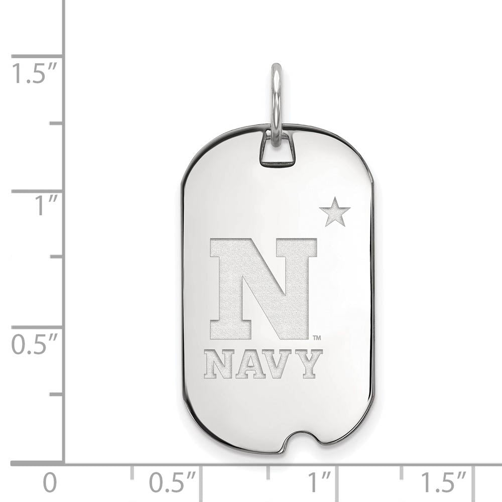 Alternate view of the 10k White Gold U.S. Naval Academy 'N' with Star Dog Tag Pendant by The Black Bow Jewelry Co.
