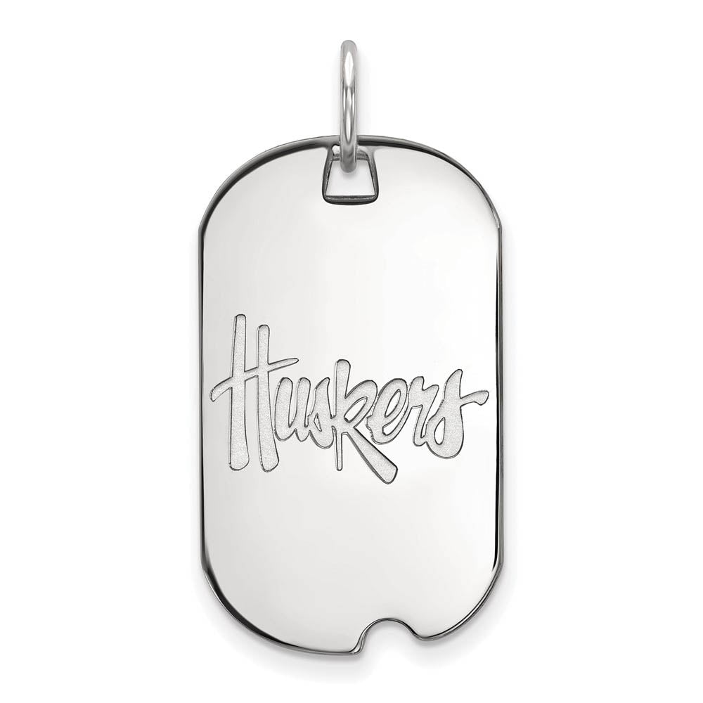 10k White Gold U. of Nebraska 'Huskers' Dog Tag Pendant, Item P19914 by The Black Bow Jewelry Co.