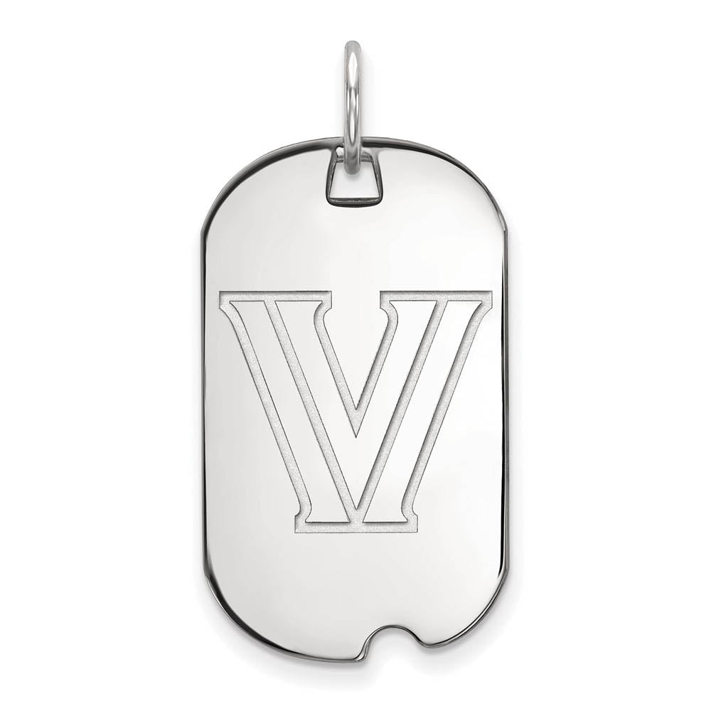 10k White Gold Villanova U. Logo Dog Tag Pendant, Item P19918 by The Black Bow Jewelry Co.
