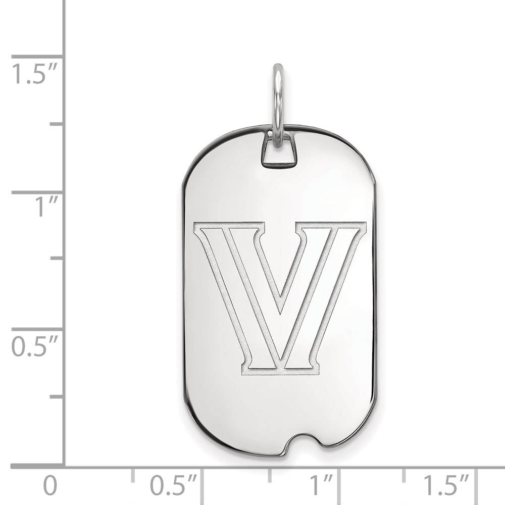 Alternate view of the 10k White Gold Villanova U. Logo Dog Tag Pendant by The Black Bow Jewelry Co.