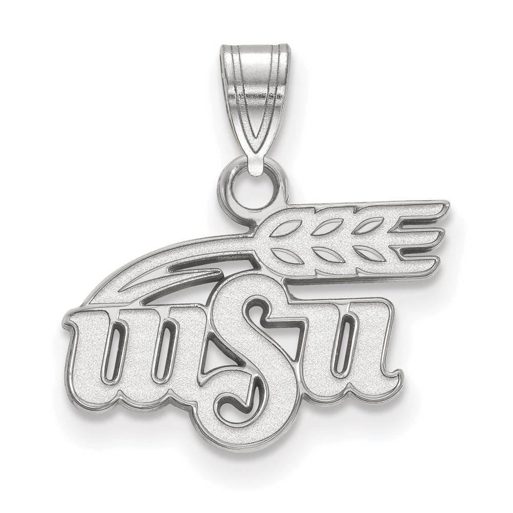 10k White Gold Wichita State Small Logo Pendant, Item P19919 by The Black Bow Jewelry Co.