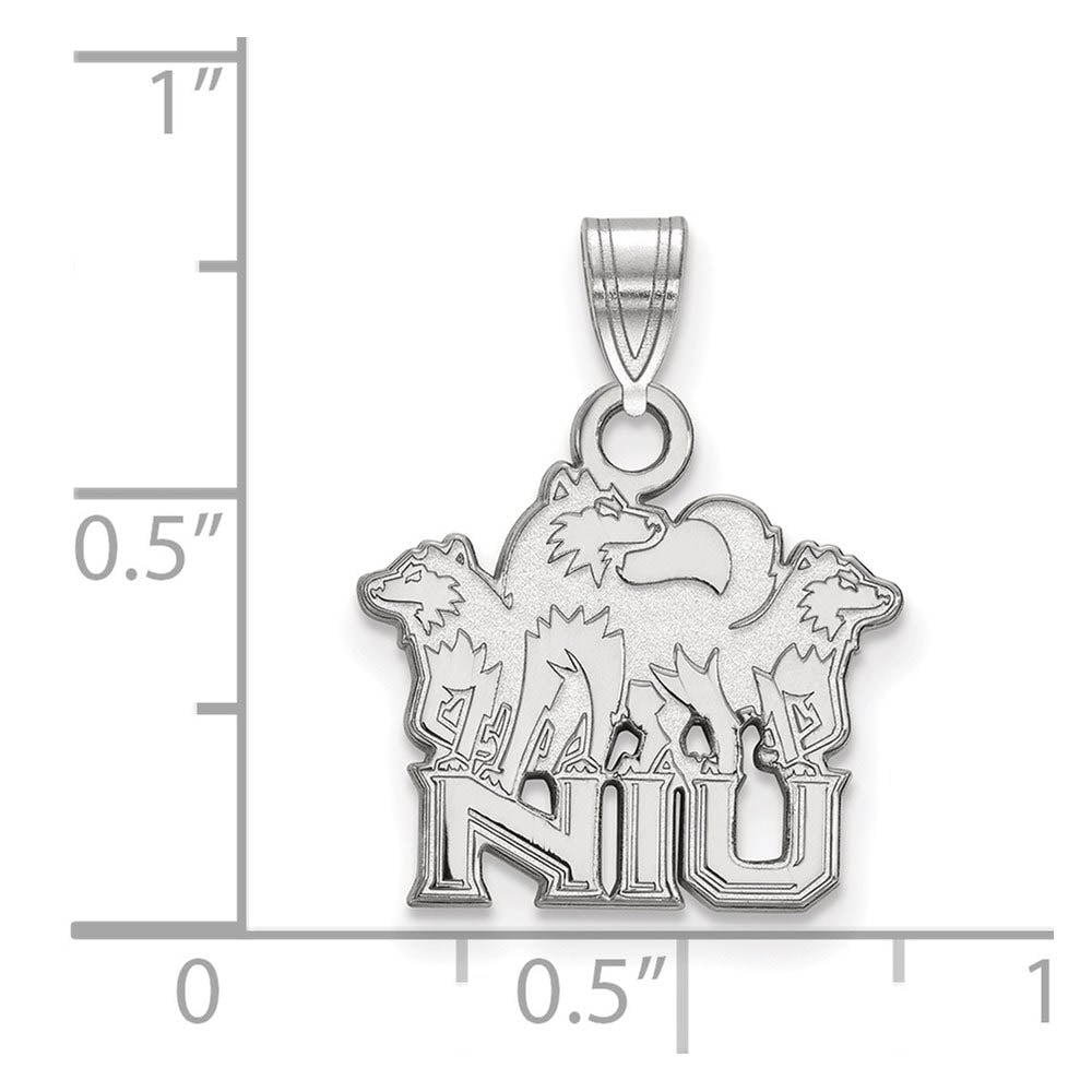 Alternate view of the 10k White Gold Northern Illinois U. Small Logo Pendant by The Black Bow Jewelry Co.