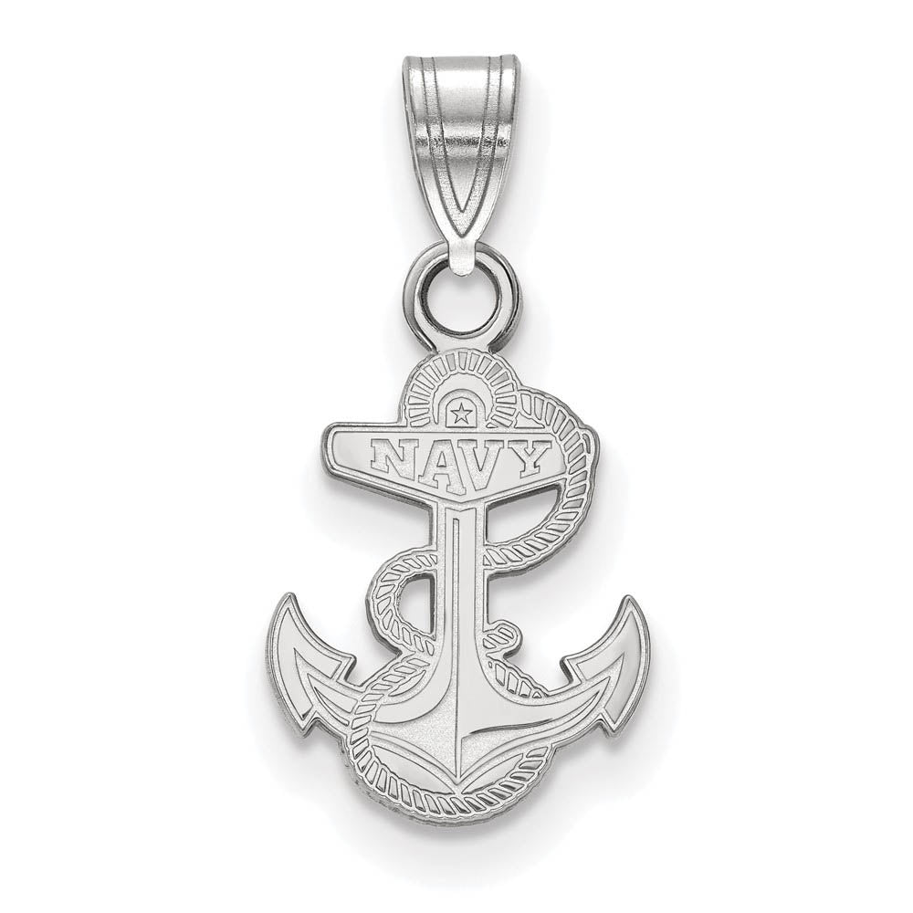 10k White Gold U.S. Naval Academy Small Pendant, Item P19933 by The Black Bow Jewelry Co.