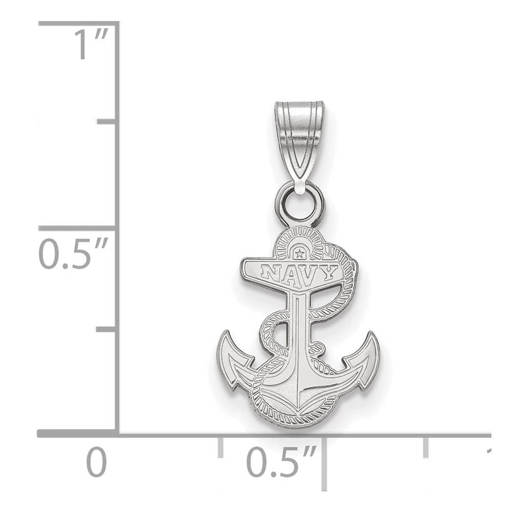 Alternate view of the 10k White Gold U.S. Naval Academy Small Pendant by The Black Bow Jewelry Co.