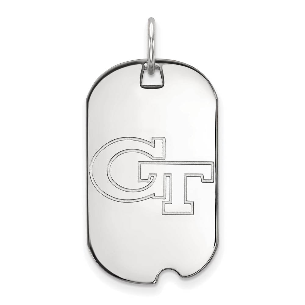 10k White Gold Georgia Technology Dog Tag Pendant, Item P19934 by The Black Bow Jewelry Co.