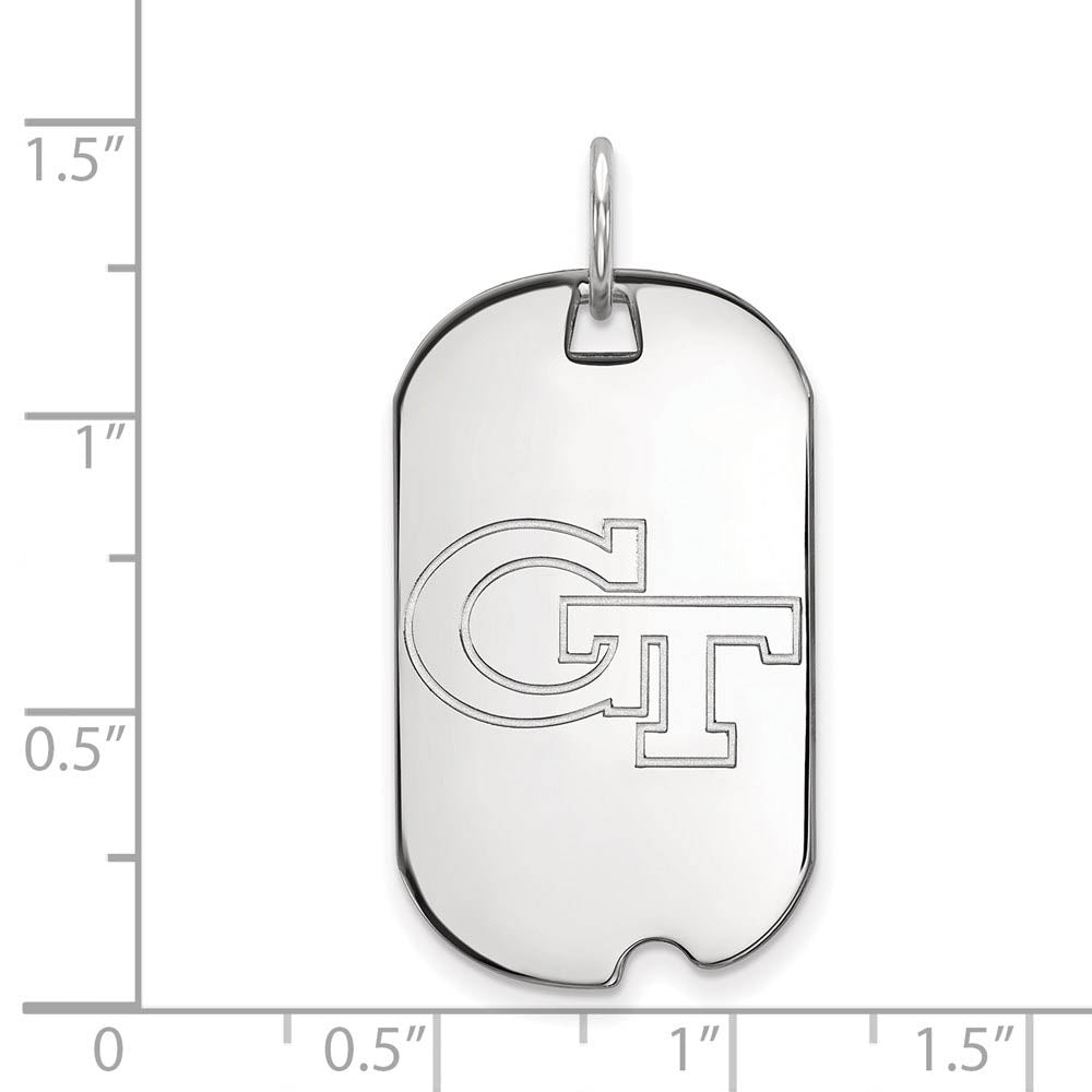 Alternate view of the 10k White Gold Georgia Technology Dog Tag Pendant by The Black Bow Jewelry Co.