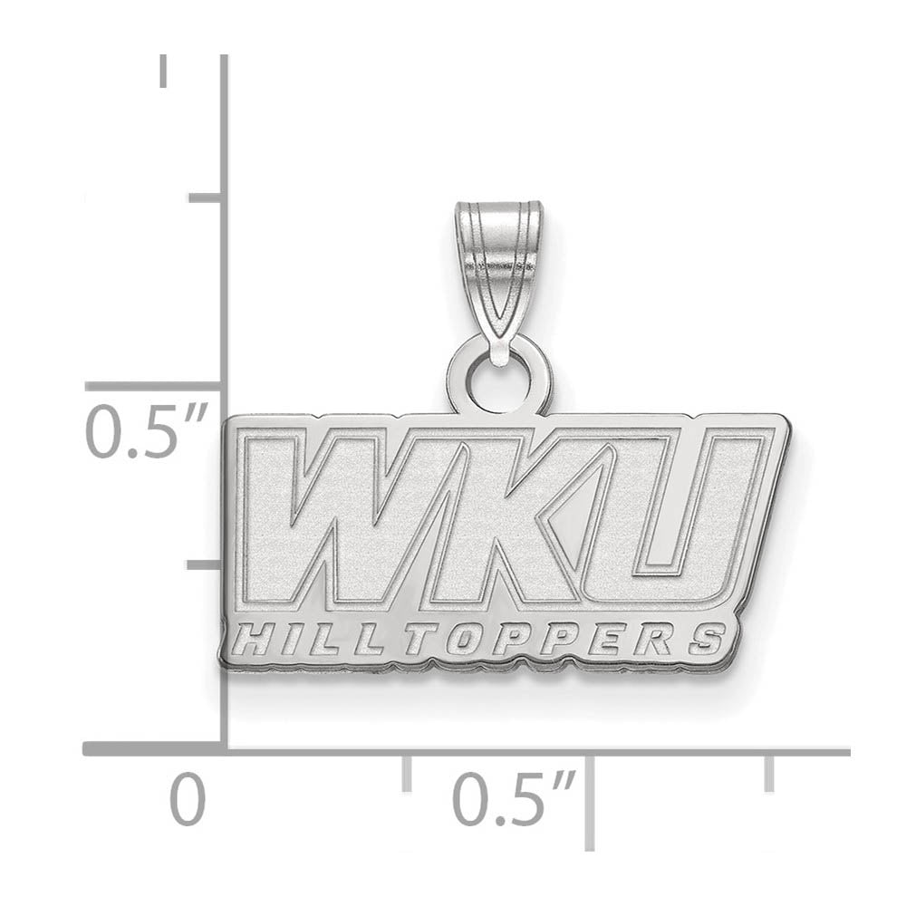Alternate view of the 10k White Gold Western Kentucky U. Small 'WKU' Pendant by The Black Bow Jewelry Co.