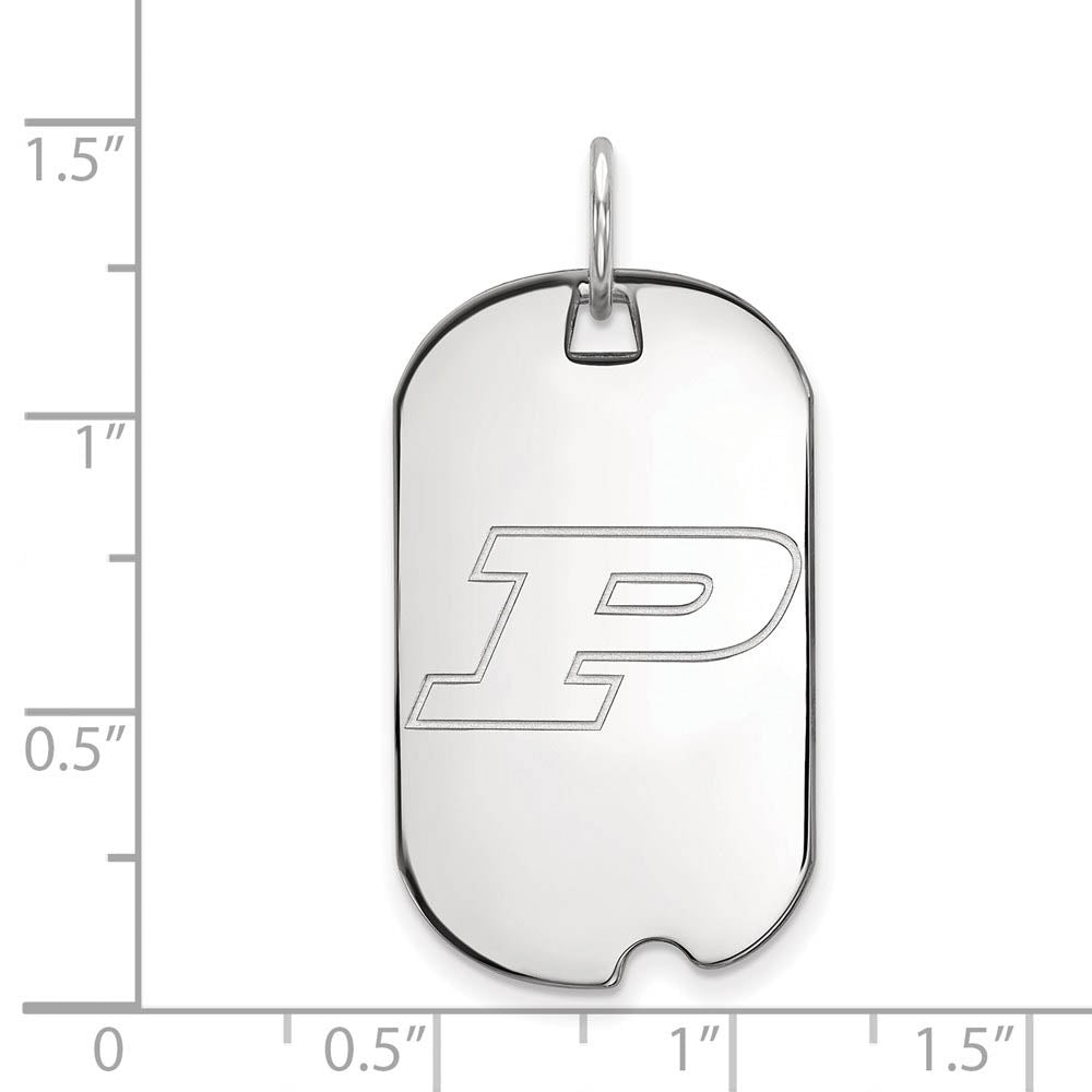 Alternate view of the 10k White Gold Purdue Initial P Dog Tag Pendant by The Black Bow Jewelry Co.
