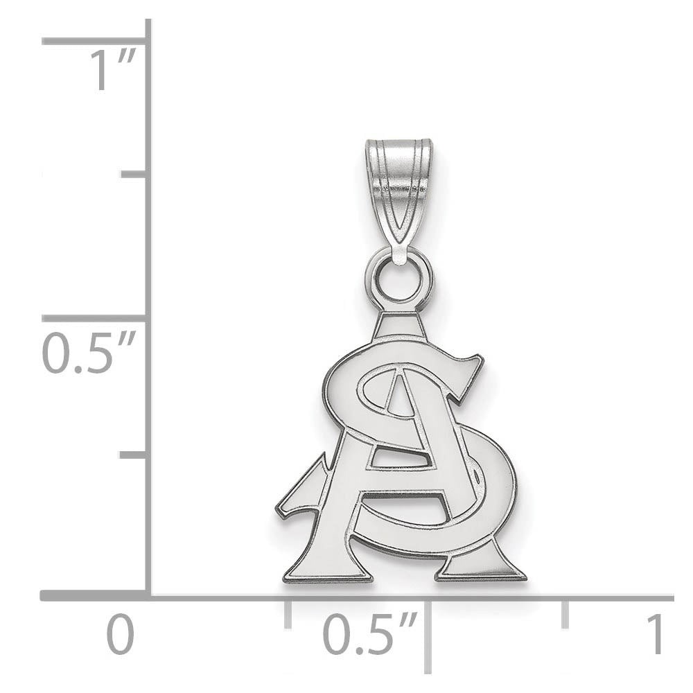 Alternate view of the 10k White Gold Arizona State Small 'AS' Pendant by The Black Bow Jewelry Co.