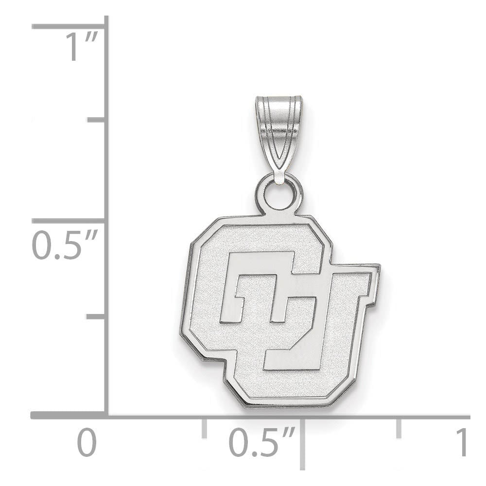 Alternate view of the 10k White Gold U of Colorado Small Pendant by The Black Bow Jewelry Co.