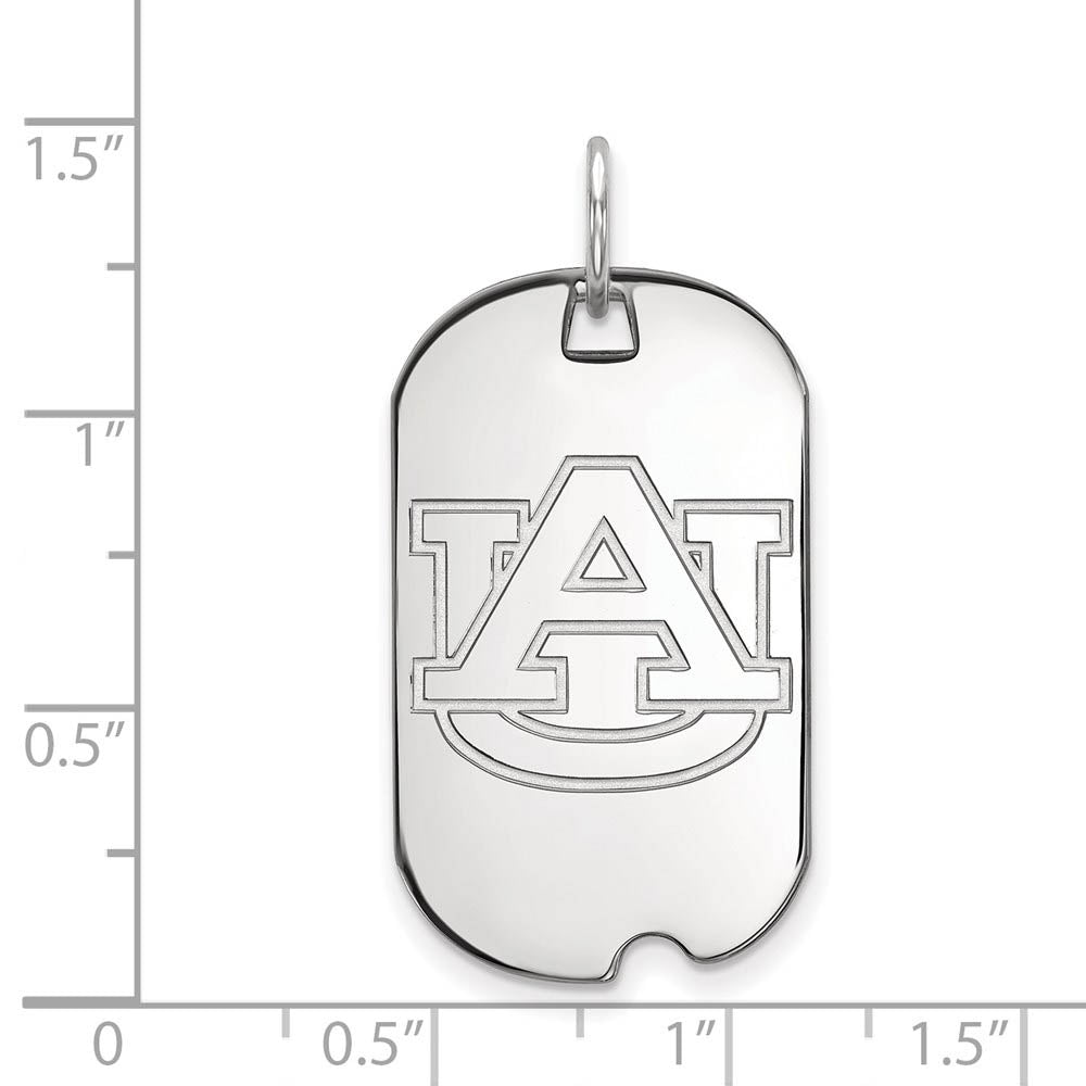 Alternate view of the 10k White Gold Auburn U Dog Tag Pendant by The Black Bow Jewelry Co.