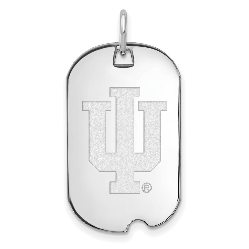 10k White Gold Indiana U Dog Tag Pendant, Item P19954 by The Black Bow Jewelry Co.