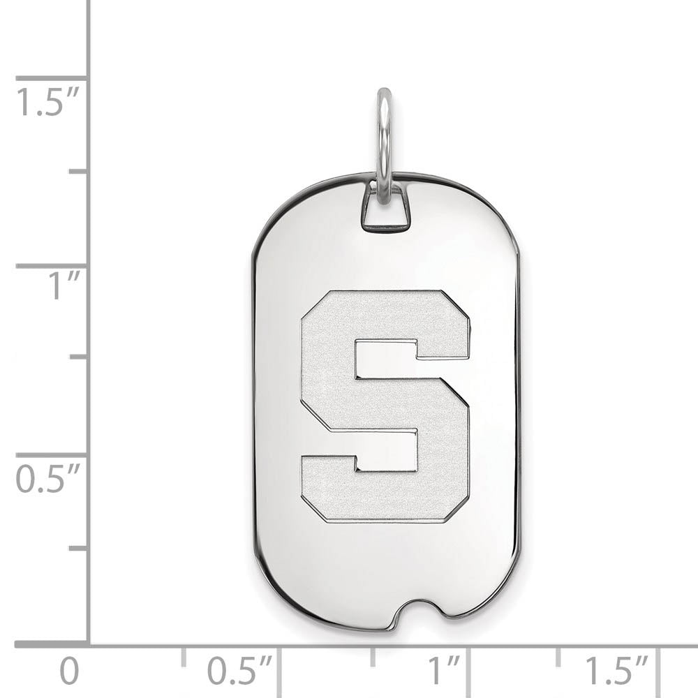 Alternate view of the 10k White Gold Michigan State Initial S Dog Tag Pendant by The Black Bow Jewelry Co.